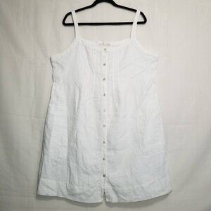 Eileen Fisher 100% organic linen dress white size XL? pintuck pleated front FLAW